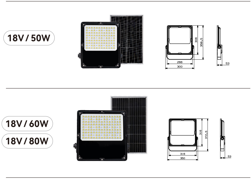 60w solar flood light